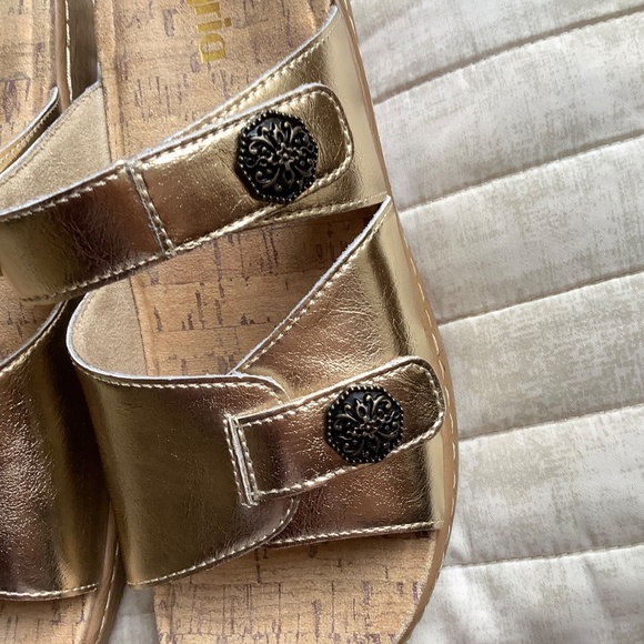 Alegria Krystal Leather Adjustable Slide Sandals Champagne SZ 37 - Picture 5 of 16